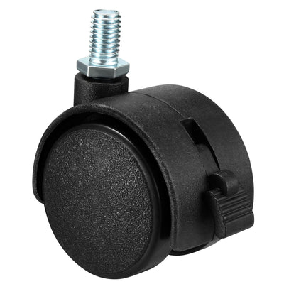 Harfington Swivel Caster Wheels 1.5 Inch Nylon 360 Degree Rotate M8 x 13mm Threaded Stem Caster Wheel with Brake, 10 Pcs