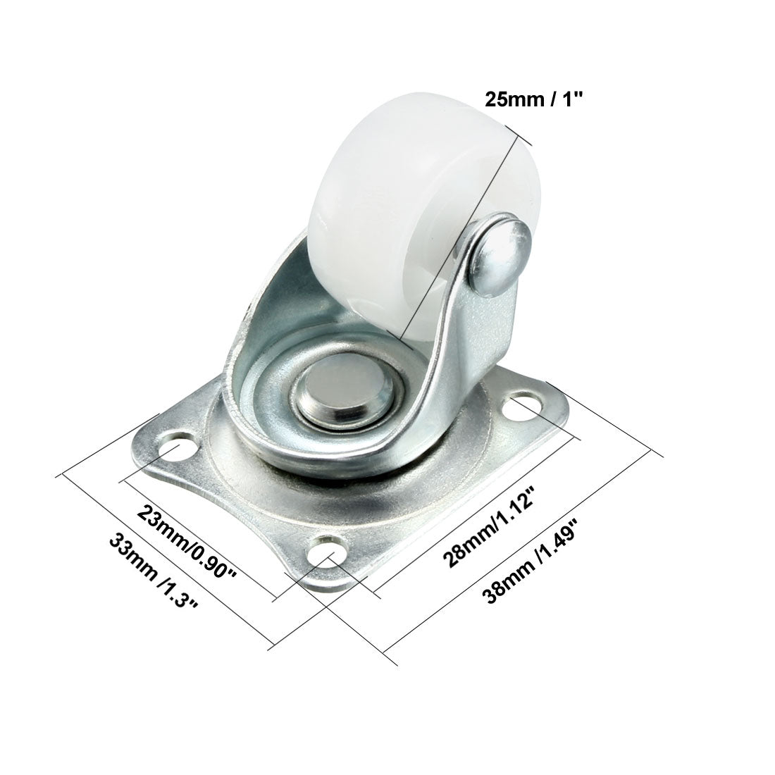 Harfington Swivel Caster Wheels Polypropylene with 360 Degree Top Plate LBS Capacity for Furniture Carts Workbench, White, Pack of 4