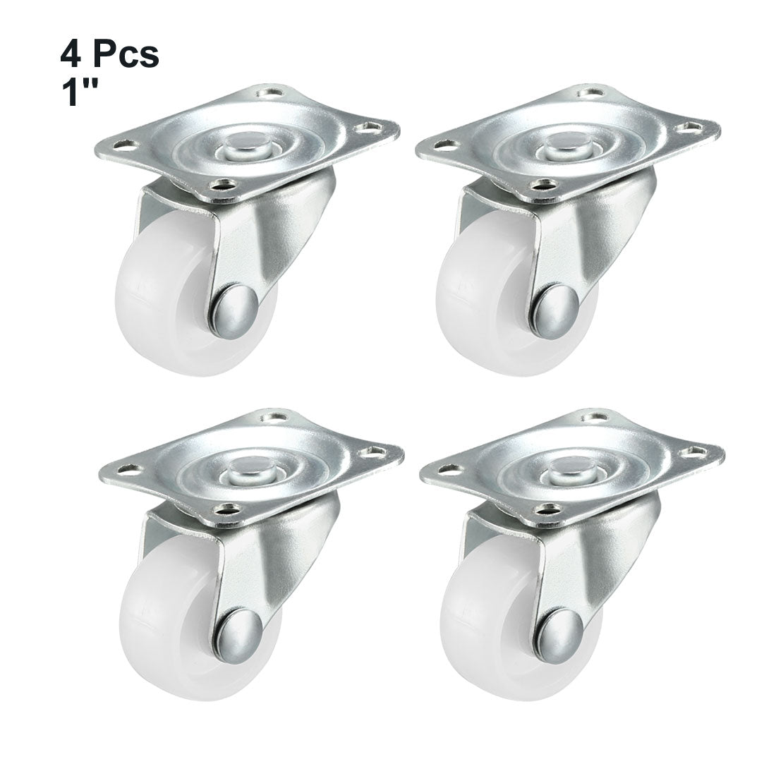Harfington Swivel Caster Wheels Polypropylene with 360 Degree Top Plate LBS Capacity for Furniture Carts Workbench, White, Pack of 4