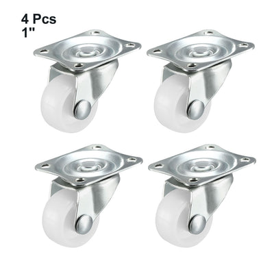 Harfington Swivel Caster Wheels Polypropylene with 360 Degree Top Plate LBS Capacity for Furniture Carts Workbench, White, Pack of 4