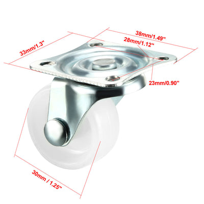 Harfington Swivel Caster Wheels Polypropylene with 360 Degree Top Plate LBS Capacity for Furniture Carts Workbench, White, Pack of 4