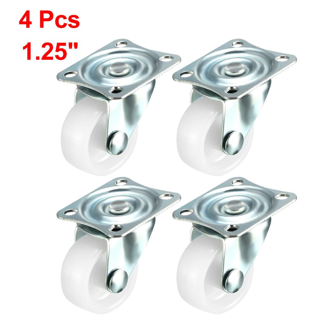 Harfington Swivel Caster Wheels Polypropylene with 360 Degree Top Plate LBS Capacity for Furniture Carts Workbench, White, Pack of 4