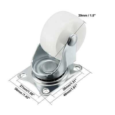 Harfington Swivel Caster Wheels Polypropylene with 360 Degree Top Plate LBS Capacity for Furniture Carts Workbench, White, Pack of 4