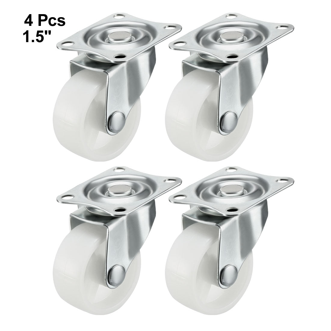 Harfington Swivel Caster Wheels Polypropylene with 360 Degree Top Plate LBS Capacity for Furniture Carts Workbench, White, Pack of 4