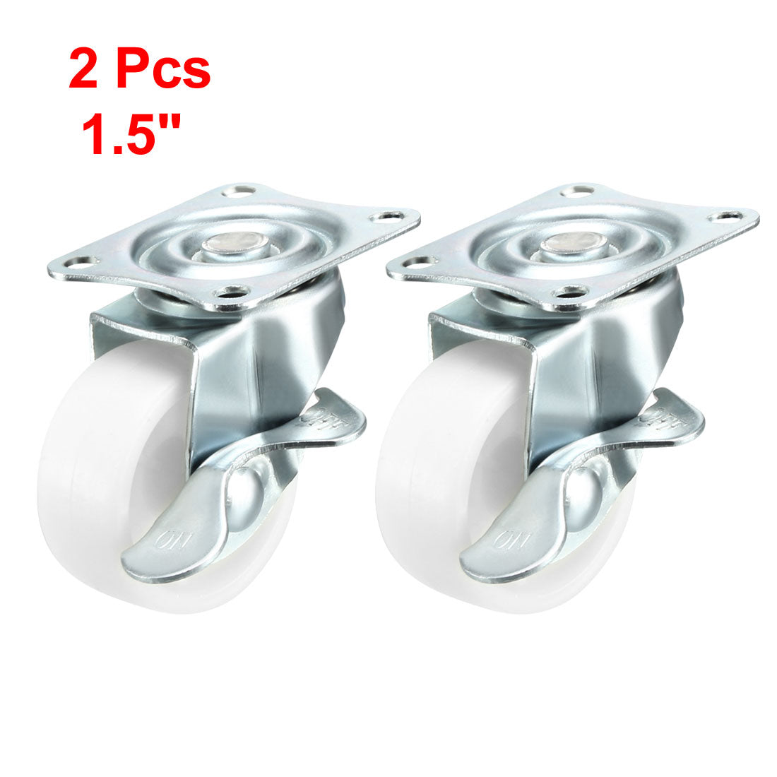 Harfington Swivel Caster Wheels with Brake Polypropylene with 360 Degree Top Plate LBS Capacity for Furniture Carts Workbench, White, Pack of 2