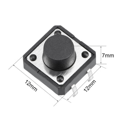 Harfington 12x12x7mm Panel Mini/Micro/Small PCB Momentary Tactile Tact Push Button Switch DIP 44PCS