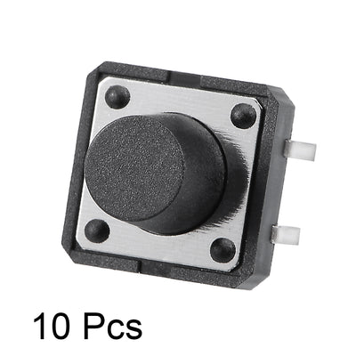 Harfington 12x12x9mm Panel Mini/Micro/Small PCB Momentary Tactile Tact Push Button Switch DIP Black Color 10PCS