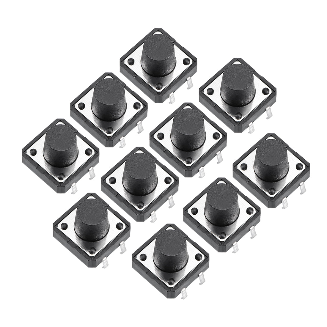 Harfington 12x12x9mm Panel Mini/Micro/Small PCB Momentary Tactile Tact Push Button Switch DIP Black Color 10PCS