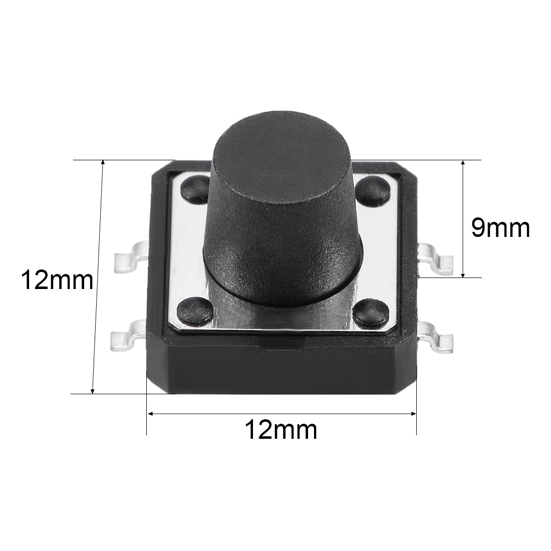 Harfington 12x12x9mm Momentary Panel PCB Surface Mounted Devices SMT Mount 4 Pins Push Button SPST Tactile Tact Switch 10PCS