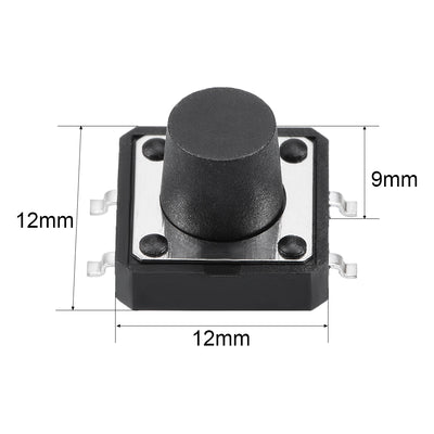 Harfington 12x12x9mm Momentary Panel PCB Surface Mounted Devices SMT Mount 4 Pins Push Button SPST Tactile Tact Switch 10PCS