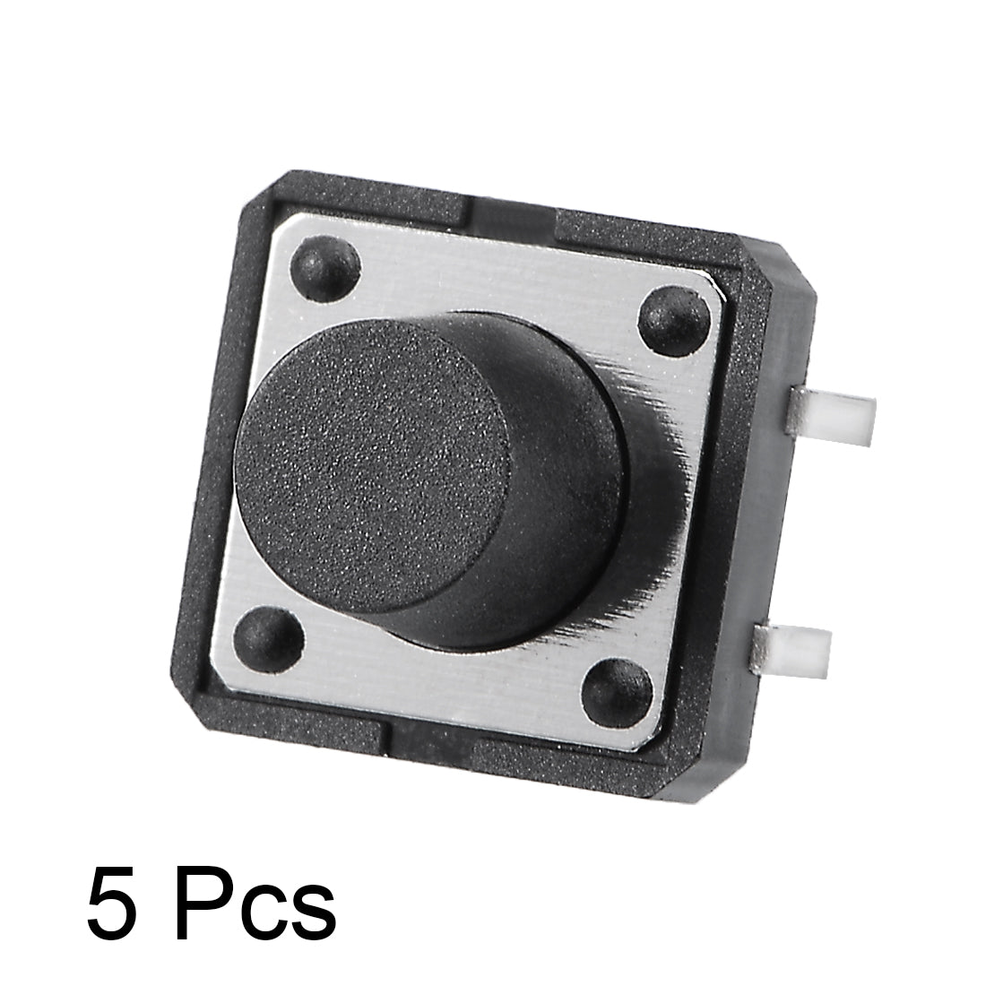 Harfington 12x12x9mm Panel Mini/Micro/Small PCB Momentary Tactile Tact Push Button Switch DIP Black 5PCS