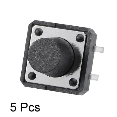 Harfington 12x12x9mm Panel Mini/Micro/Small PCB Momentary Tactile Tact Push Button Switch DIP Black 5PCS