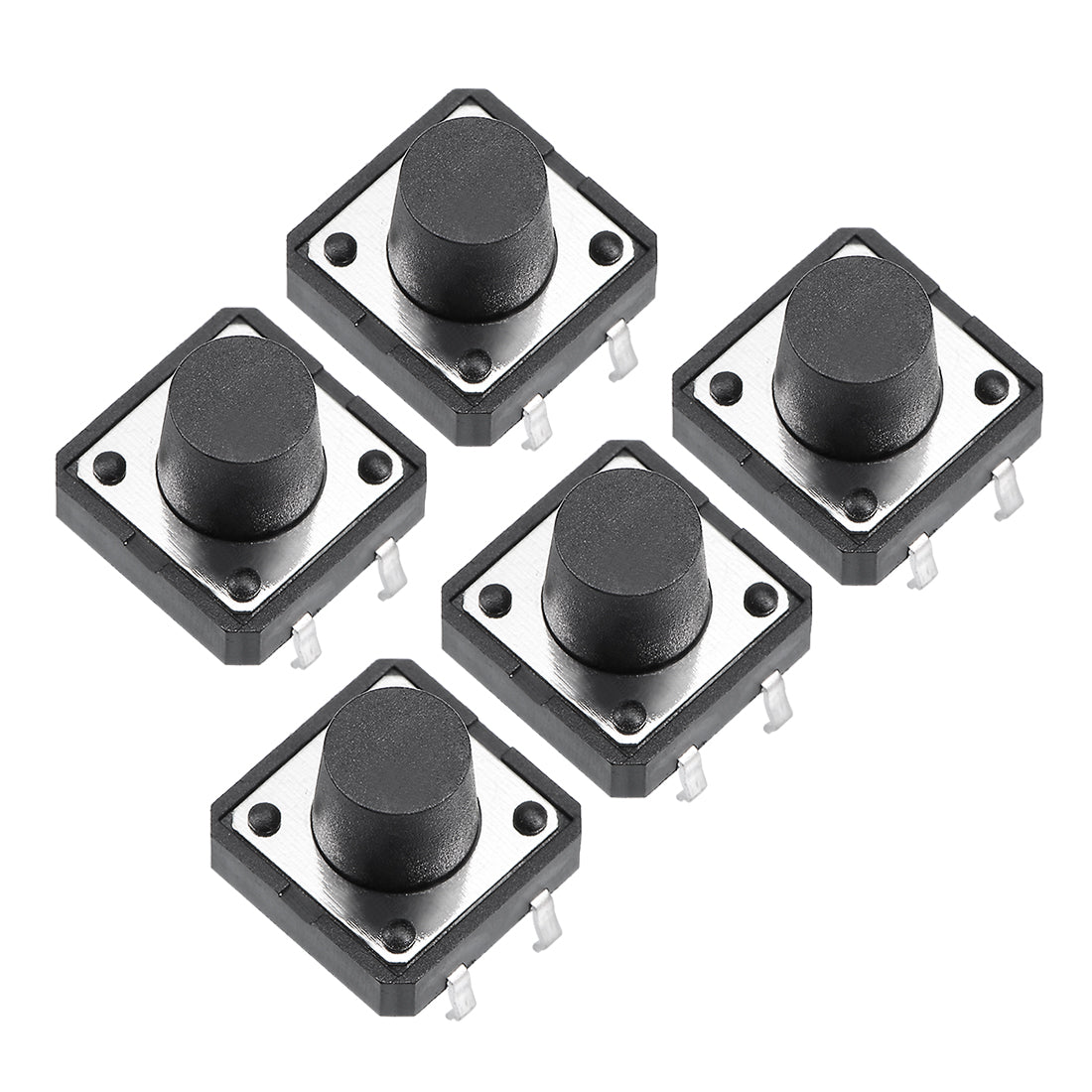 Harfington 12x12x9mm Panel Mini/Micro/Small PCB Momentary Tactile Tact Push Button Switch DIP Black 5PCS