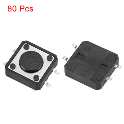 Harfington 12x12x4.3mm Panel Mini/Micro/Small PCB Momentary Tactile Tact Push Button Switch DIP 80PCS