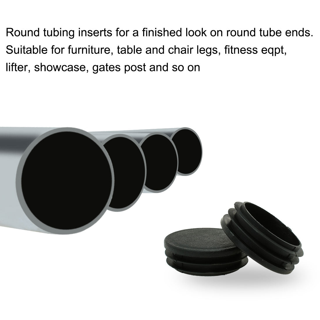 Harfington 1 7/8" 48mm OD Plastic Round Tube Ribbed Inserts End Cover Caps 4pcs, 1.81"-1.89" Inner Dia, Floor Furniture Chair Table Protector