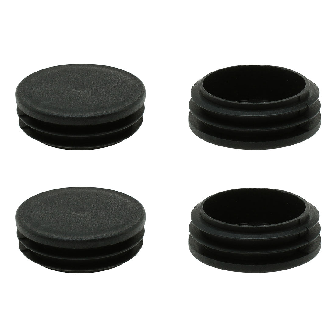 Harfington 1 7/8" 48mm OD Plastic Round Tube Ribbed Inserts End Cover Caps 4pcs, 1.81"-1.89" Inner Dia, Floor Furniture Chair Table Protector