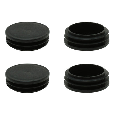 Harfington 1 7/8" 48mm OD Plastic Round Tube Ribbed Inserts End Cover Caps 4pcs, 1.81"-1.89" Inner Dia, Floor Furniture Chair Table Protector