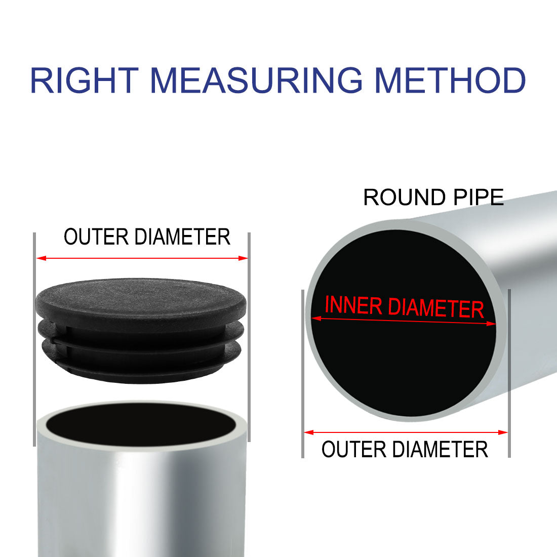 Harfington 1 7/8" 48mm OD Plastic Round Tube Ribbed Inserts End Cover Caps 8pcs, 1.81"-1.89" Inner Dia, Floor Furniture Chair Table Protector