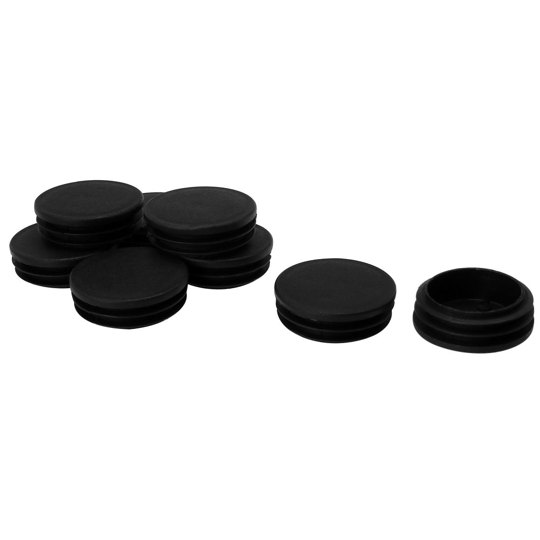 Harfington 1 7/8" 48mm OD Plastic Round Tube Ribbed Inserts End Cover Caps 8pcs, 1.81"-1.89" Inner Dia, Floor Furniture Chair Table Protector