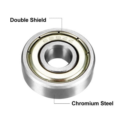 Harfington Uxcell Deep Groove Ball Bearings Metric Double Shielded Chrome Steel Roller Z2
