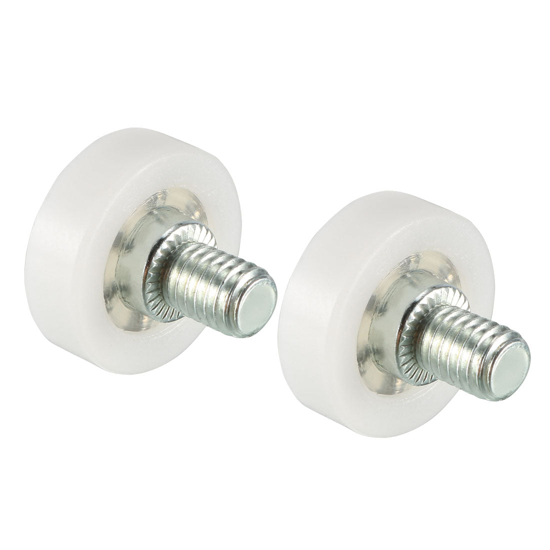 Harfington 2pcs 19x6x2mm Roller Idler Bearing Pulley Sliding Conveyor Wheel Threaded Rod M6*8 white