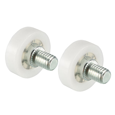 Harfington 2pcs 19x6x2mm Roller Idler Bearing Pulley Sliding Conveyor Wheel Threaded Rod M6*8 white