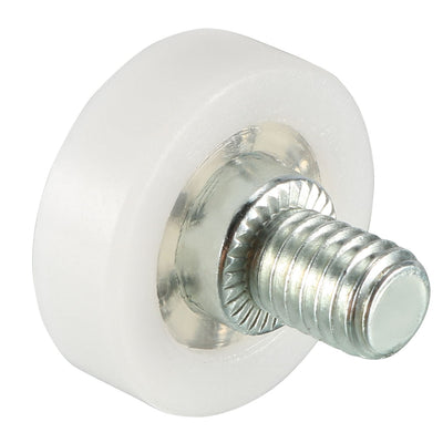 Harfington 2pcs 19x6x2mm Roller Idler Bearing Pulley Sliding Conveyor Wheel Threaded Rod M6*8 white