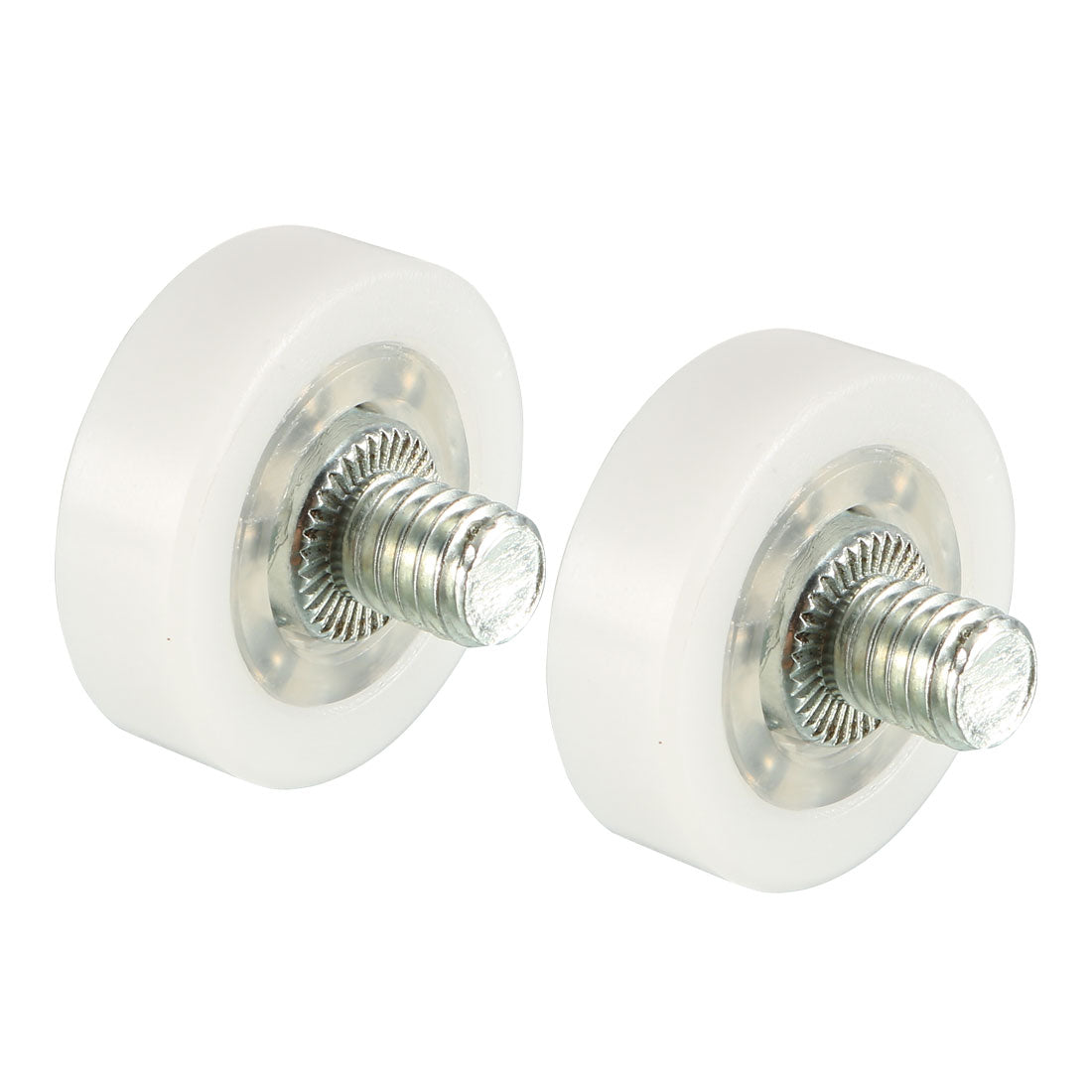 Harfington 2pcs 22x7x0.3mm Roller Idler Bearing Pulley Sliding Conveyor Wheel Threaded Rod M6*7 white