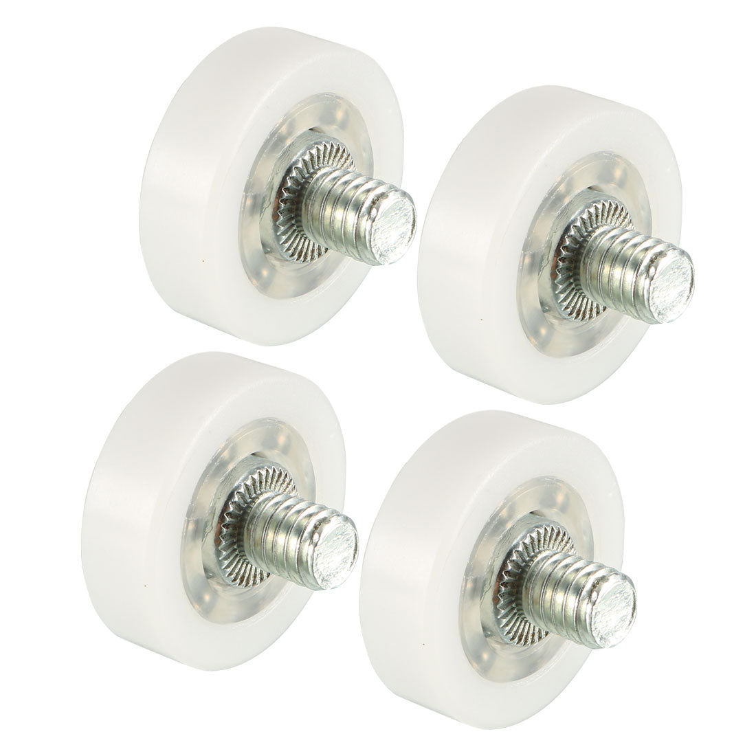 Harfington 4pcs 22x7x0.3mm Roller Idler Bearing Pulley Sliding Conveyor Wheel Threaded Rod M6*7 white