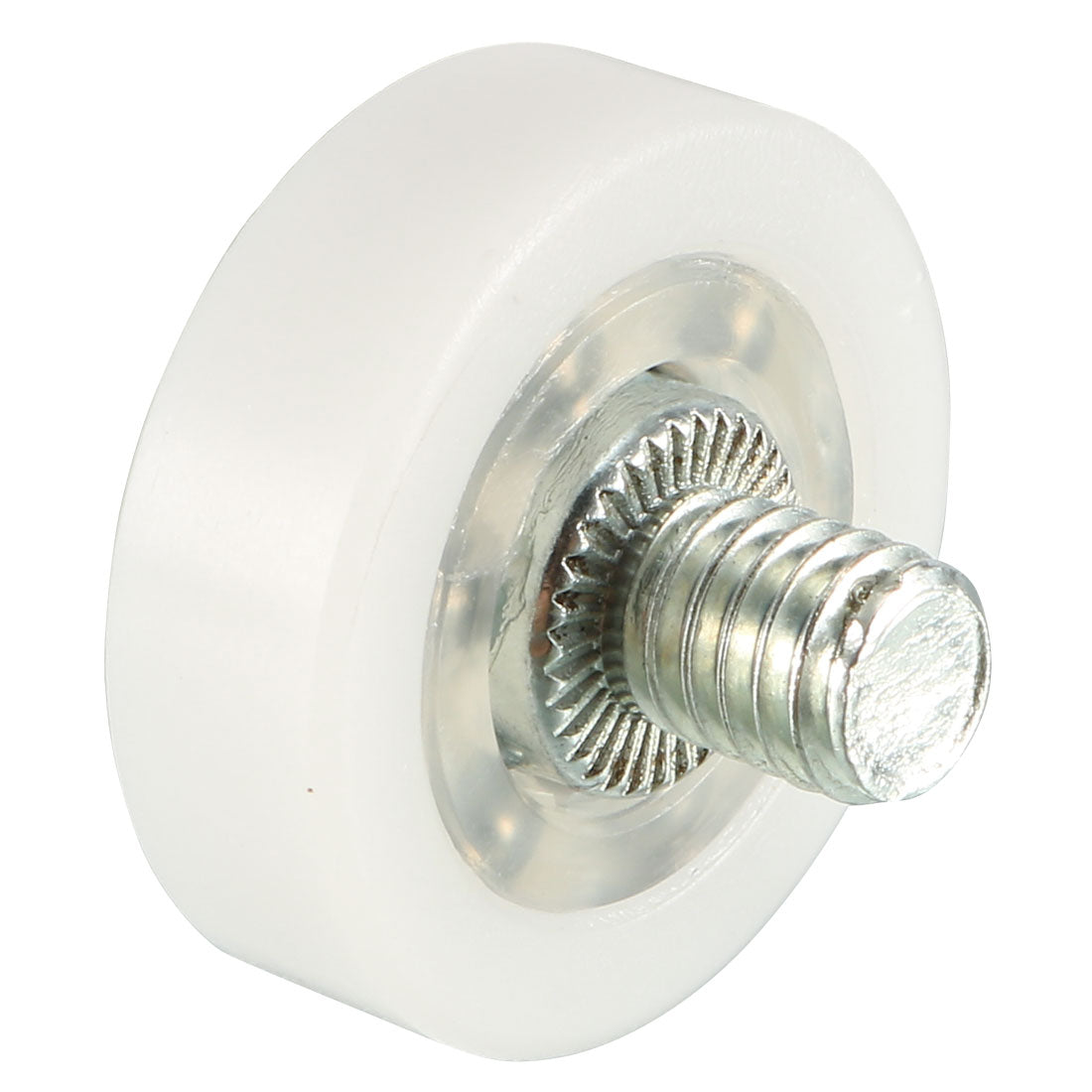 Harfington 4pcs 22x7x0.3mm Roller Idler Bearing Pulley Sliding Conveyor Wheel Threaded Rod M6*7 white