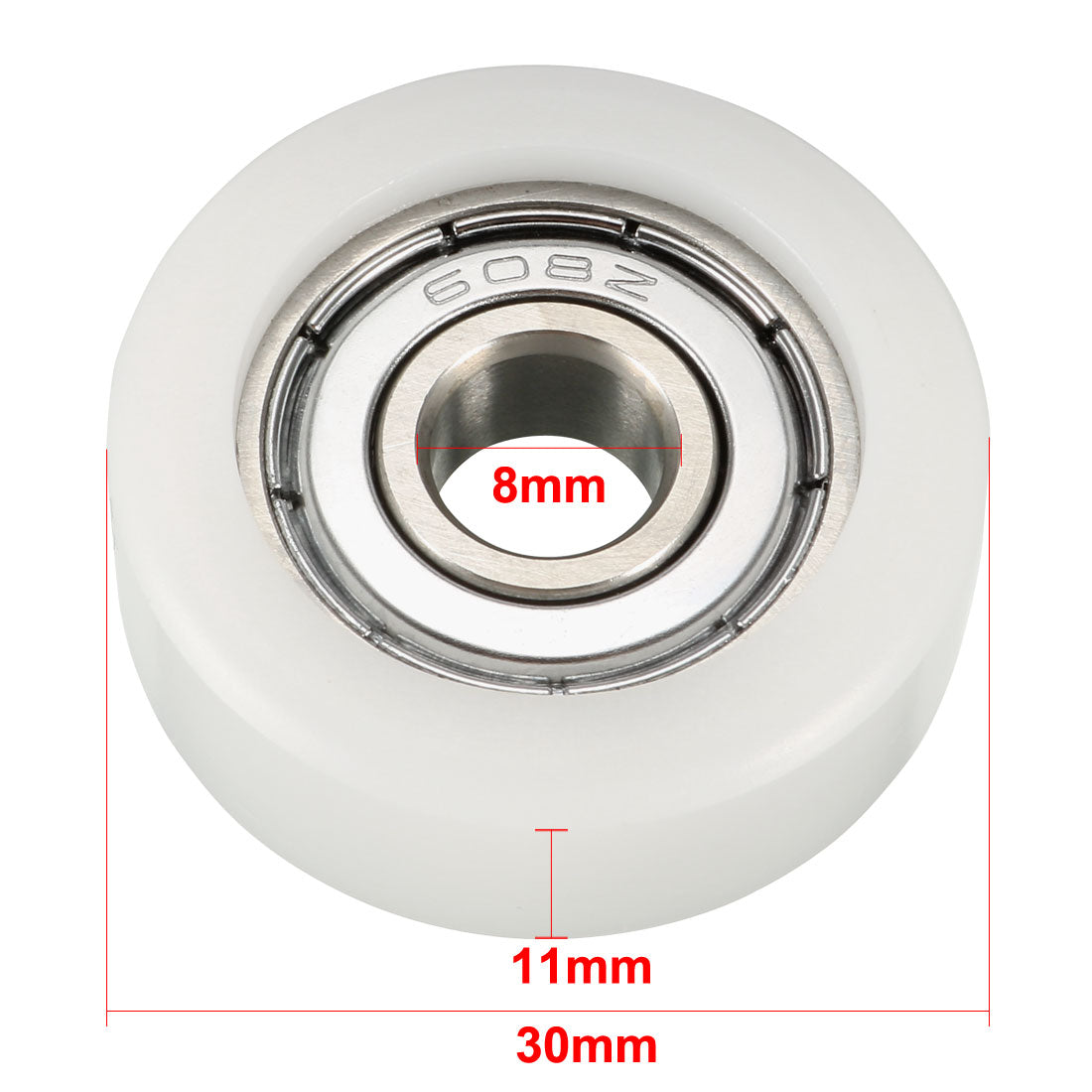 Harfington 2pcs 8x30x11mm Roller Idler Bearing Pulley Sliding Conveyor Wheel White