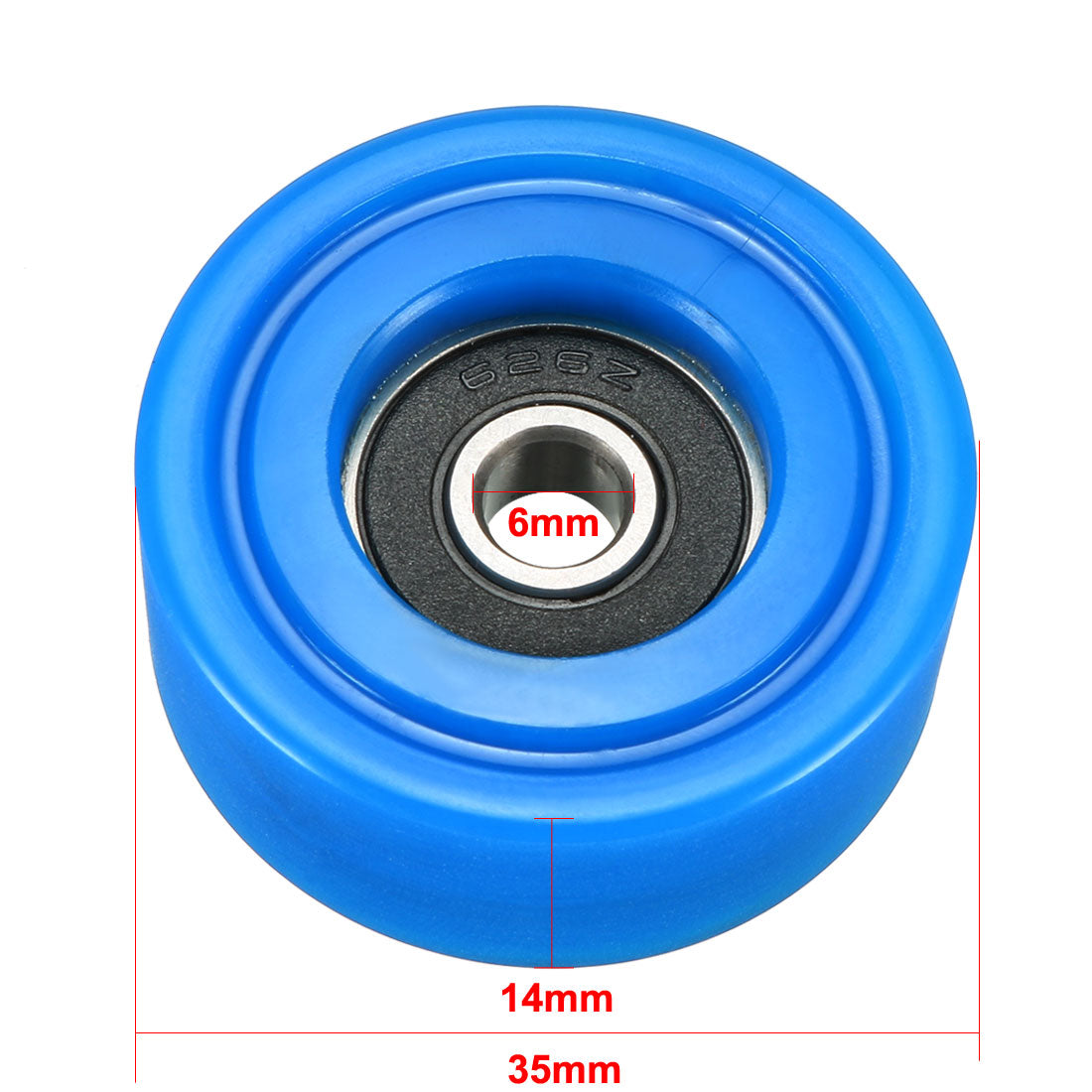 Harfington 6x35x14mm Roller Idler Bearing Pulley Sliding Conveyor Wheel Blue