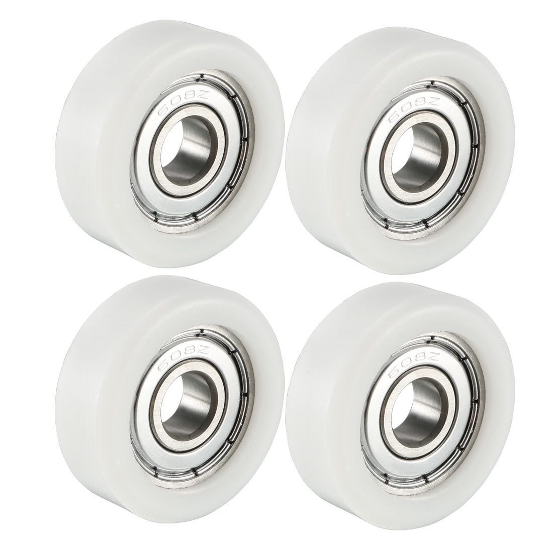 Harfington 4pcs 8x32x12mm Roller Idler Bearing Pulley Sliding Conveyor Wheel White