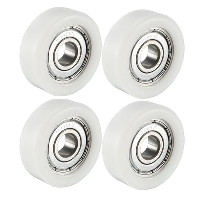 Harfington 4pcs 8x32x12mm Roller Idler Bearing Pulley Sliding Conveyor Wheel White