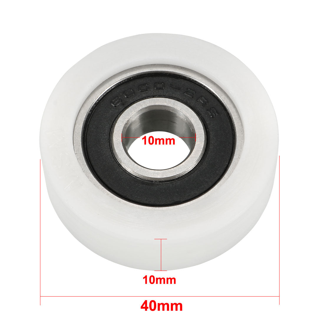 Harfington 2pcs 10x40x10mm Roller Idler Bearing Pulley Sliding Conveyor Wheel White