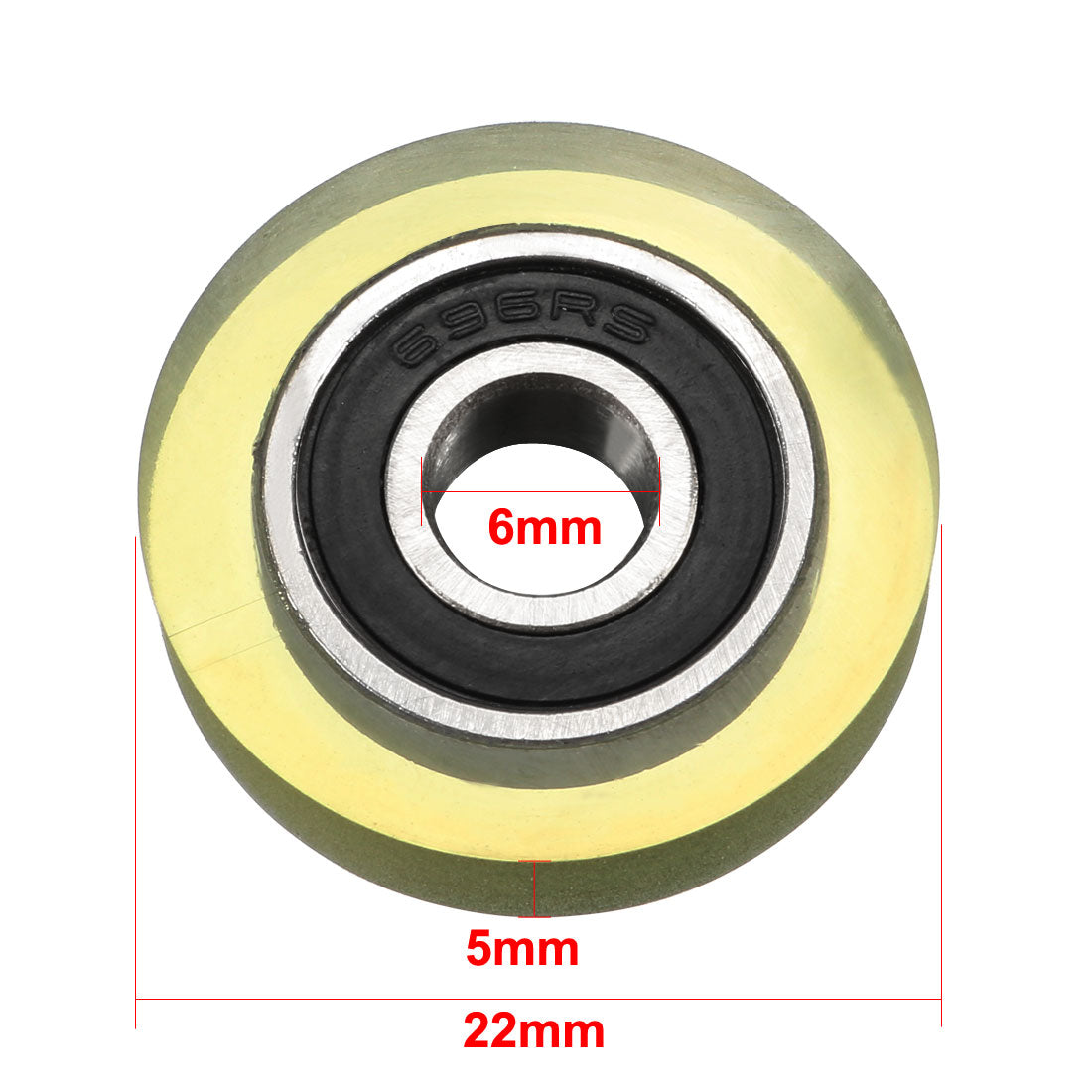 Harfington 2pcs 6x22x5mm Roller Idler Bearing Pulley Sliding Conveyor Wheel Clear