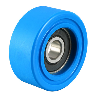 Harfington 2pcs 8x35x15mm Roller Idler Bearing Pulley Sliding Conveyor Wheel Blue