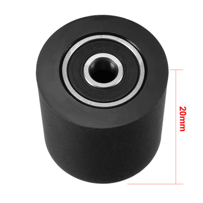 Harfington 2pcs 6x30x20mm Roller Idler Bearing Pulley Sliding Conveyor Wheel Black