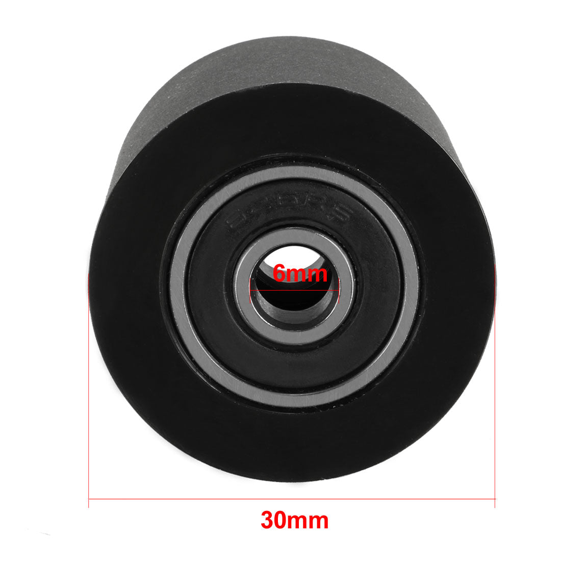 Harfington 2pcs 6x30x20mm Roller Idler Bearing Pulley Sliding Conveyor Wheel Black