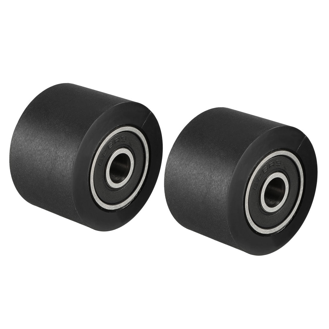 Harfington 2pcs 6x30x20mm Roller Idler Bearing Pulley Sliding Conveyor Wheel Black
