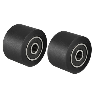 Harfington 2pcs 6x30x20mm Roller Idler Bearing Pulley Sliding Conveyor Wheel Black