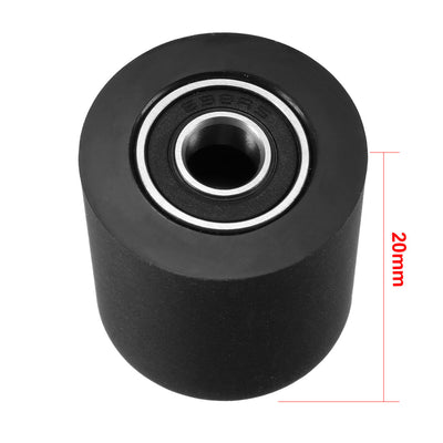 Harfington 2pcs 8x30x20mm Roller Idler Bearing Pulley Sliding Conveyor Wheel Black