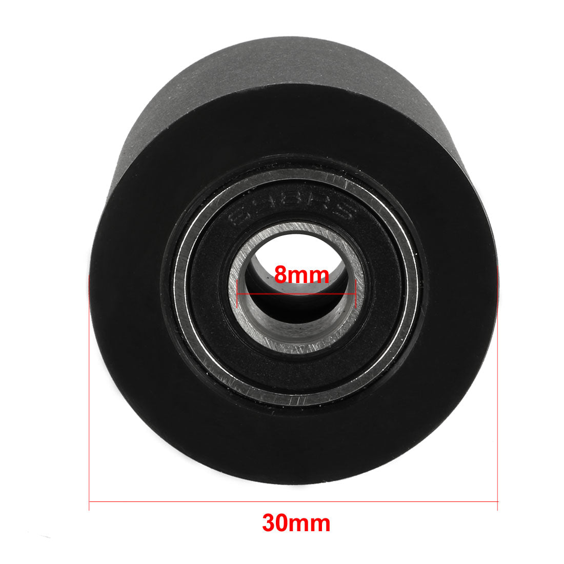 Harfington 2pcs 8x30x20mm Roller Idler Bearing Pulley Sliding Conveyor Wheel Black