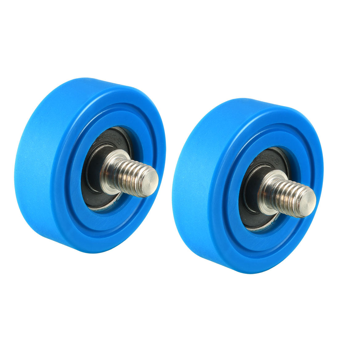 Harfington 2pcs 40x13x1mm Roller Idler Bearing Pulley Sliding Conveyor Wheel Threaded Rod M8*10 Blue