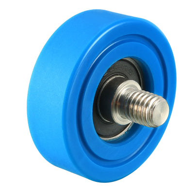 Harfington 2pcs 40x13x1mm Roller Idler Bearing Pulley Sliding Conveyor Wheel Threaded Rod M8*10 Blue