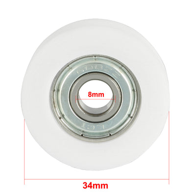 Harfington 2pcs 4.3mm Deep Metal U Groove Guide Bearing Pulley Rail Ball Wheel 8x34x11mm