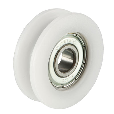 Harfington 2pcs 4.3mm Deep Metal U Groove Guide Bearing Pulley Rail Ball Wheel 8x34x11mm