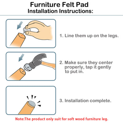 Harfington 18 Stück Filz-Pad-Nägel zum Nageln, Gleitschieber, 16 mm, 1,6 cm Durchmesser, für Holzmöbel, Stuhl, Schreibtisch, Beinfüße