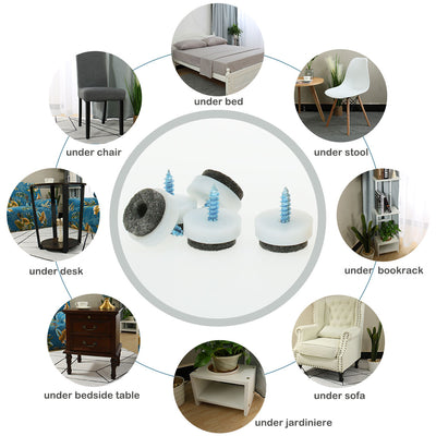 Harfington 16pcs Felt Pad Nails Nail-on Glide Slider 20mm 0.79" Dia for Wooden Furniture Chair Table Desk Stool Leg Feet White