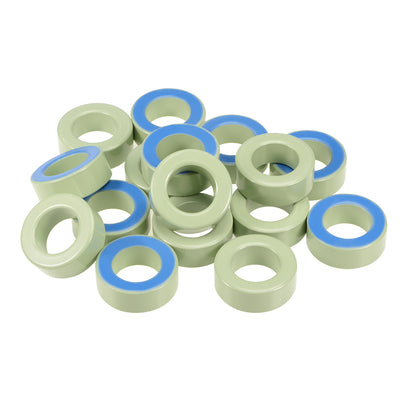 Harfington 16pcs 26.9 x 45 x 16.8mm Ferrite Ring Iron Powder Toroid Cores Light Green Blue